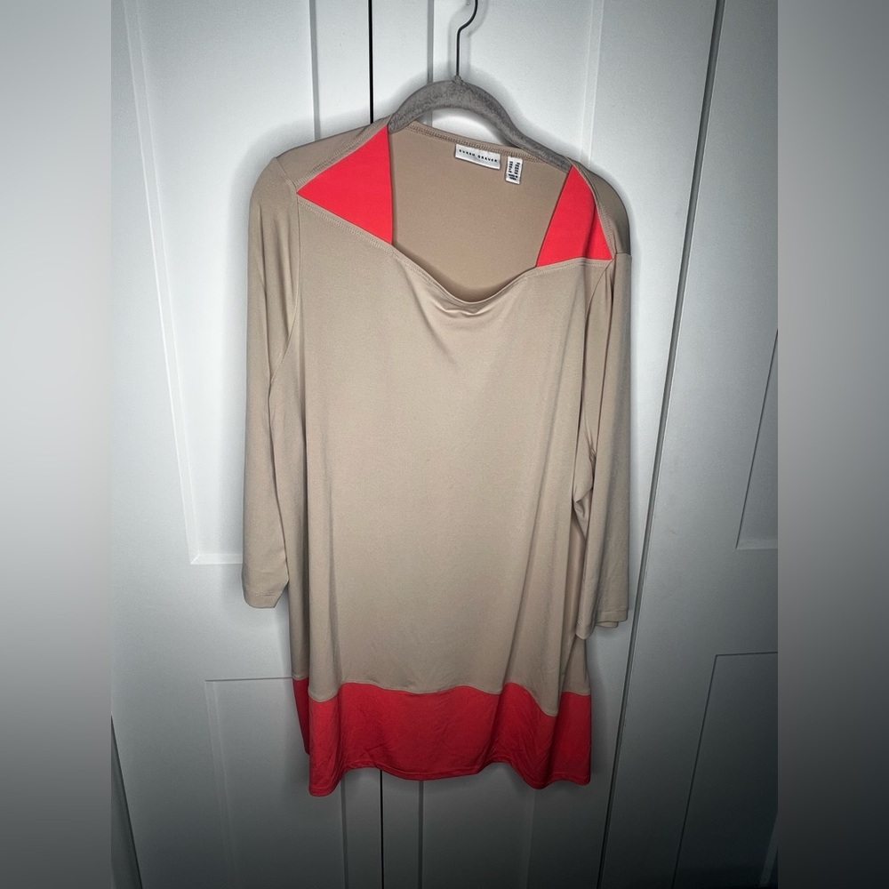 Susan Graver NWOT Colorblock Liquid Knit Blouse Plus Size 2X